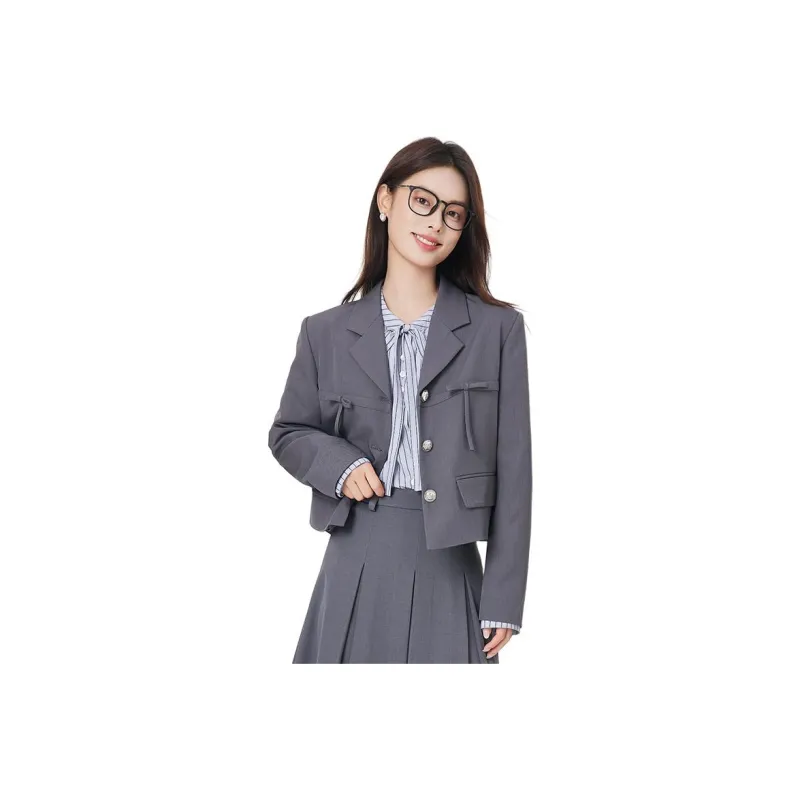 Dajia Poetry Business Suit Coat Women's Gray/Navy Blue/Khaki Green-3