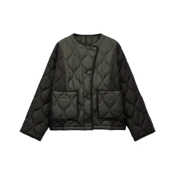 ZARA Puffer Jacket Women's Dark Khaki