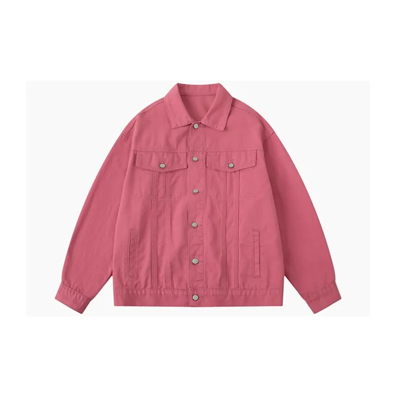 UNRETRO Denim Jackets Women's Rose Red-0