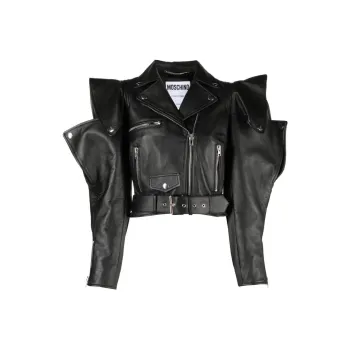 MOSCHINO Leather Jackets Women's Black
