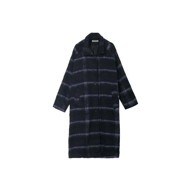 TORIGHT Coats Women's Black Purple Plaid-0