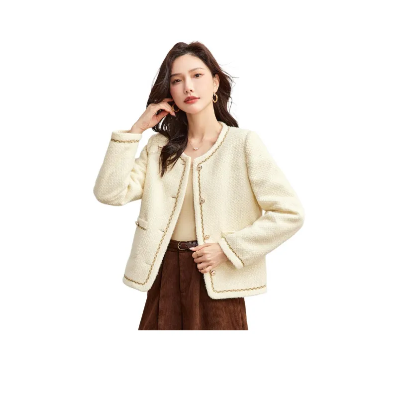 TERRE BLEUE Cropped Coat Women's Apricot-0
