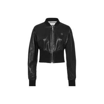 PHILIPP PLEIN Leather Bomber Jacket