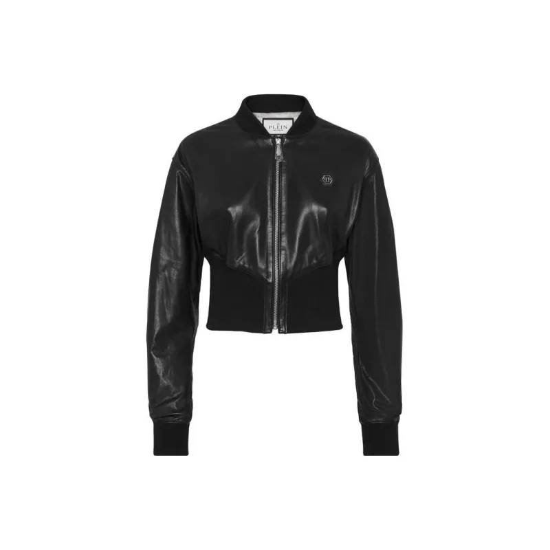 PHILIPP PLEIN Leather Bomber Jacket-0