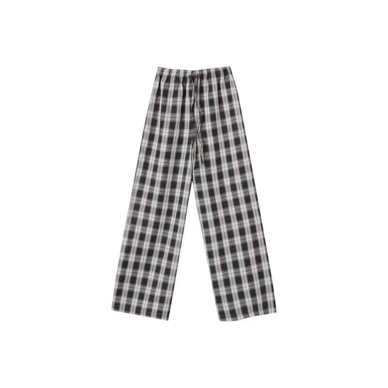 SEENFAAN Casual Pants Unisex Black Plaid Black-0