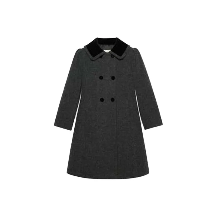 GUCCI Velvet-feel Coat Women's Dark Gray-0