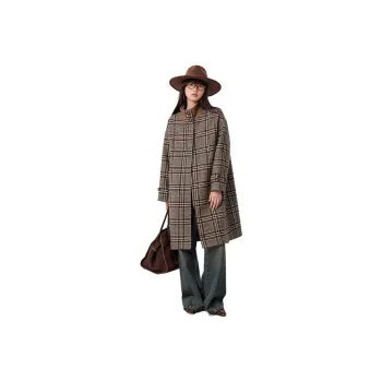 Omont Coat Women's Black And Brown Plaid