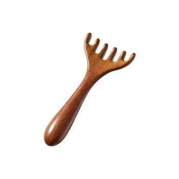 ZHENZI Sandalwood Antler Head Massage Comb Head Scalp Acupressure And Gua Sha To Unblock Meridians And Acupoints