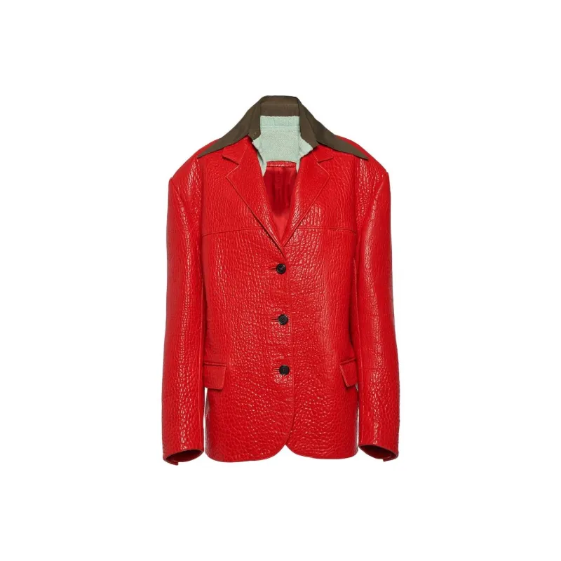 PRADA Layered collar Leather Blazer-0