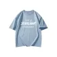 Haze Blue-Short-Sleeved-Letter Combination White