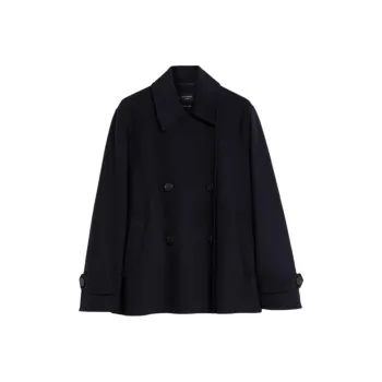 WEEKEND MaxMara Usuale Collection Double Breasted Wool Pea Coat Women's Marine Blue