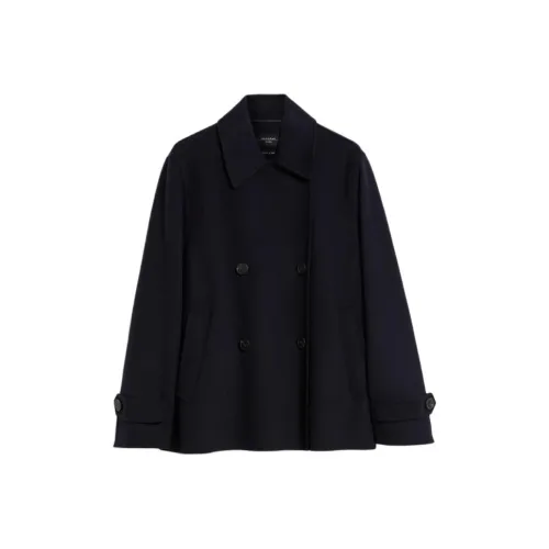 WEEKEND MaxMara Usuale Collection Double Breasted Wool Pea Coat Women's Marine Blue