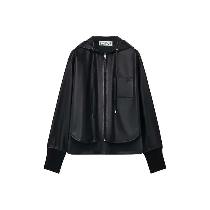 LOEWE Hooded Jacket In Nappa Lambskin Black-0