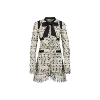 Giambattista Vall Bow detail Tweed Single breasted Coat