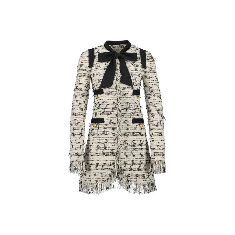 Giambattista Vall Bow detail Tweed Single breasted Coat-0