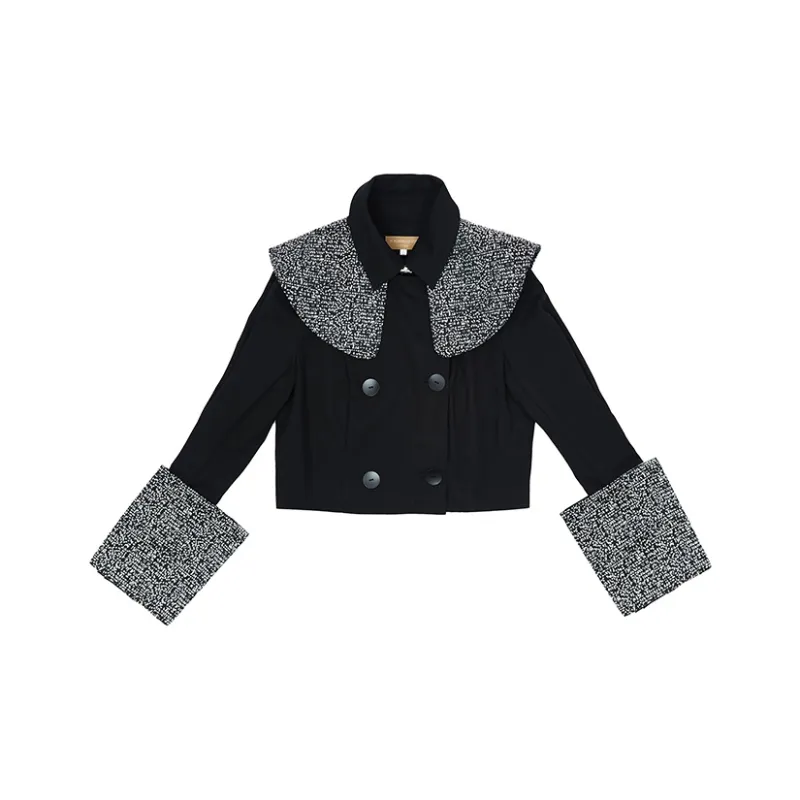 D. MARTINA QUEEN Cropped Coats Women's Black-0