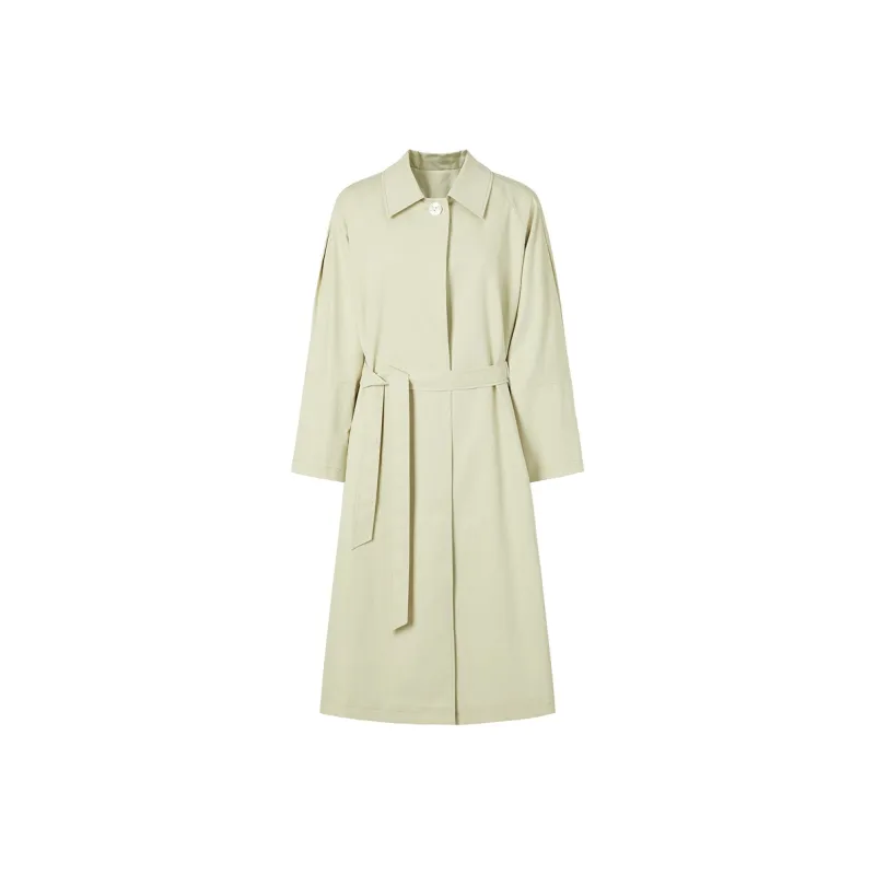 JZ Juzui Trench Coat Women's Yellow Green-0
