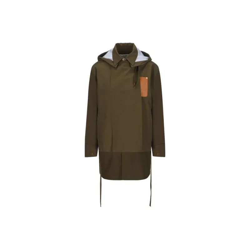 LOEWE Parka Coats Women's Khaki Green-0