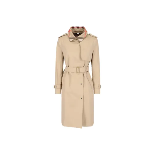 Burberry Belted Double Breasted Checked Trench Coat