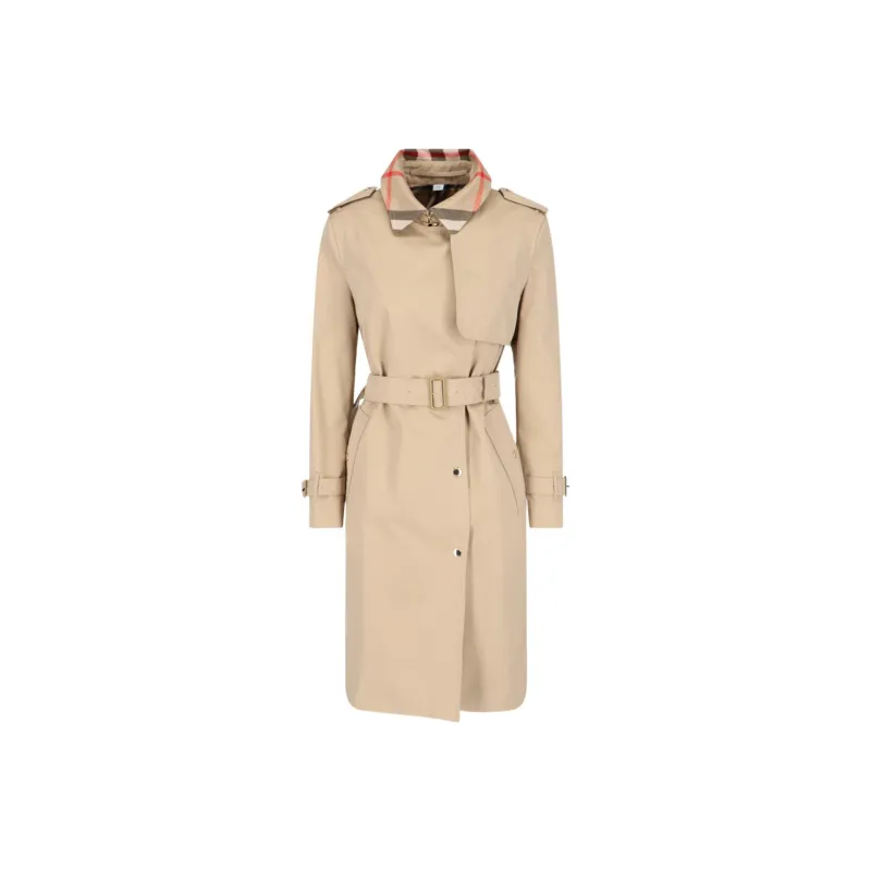 Burberry Belted Double Breasted Checked Trench Coat-0