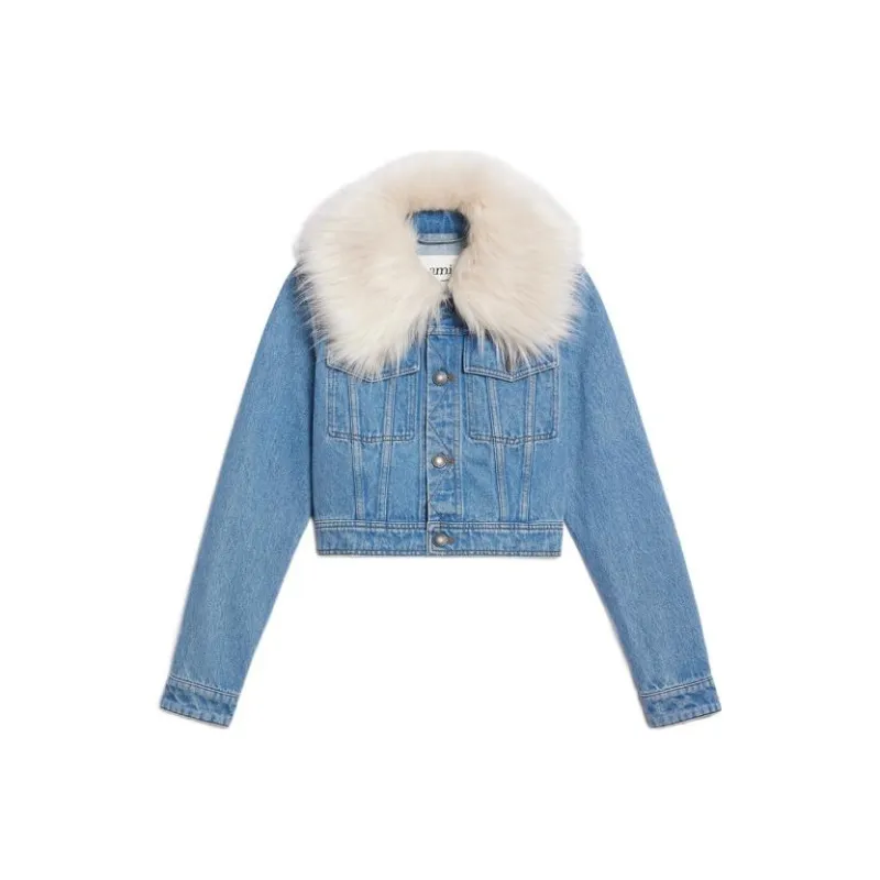 AMIPARIS Cropped Coats Women's Blue-0