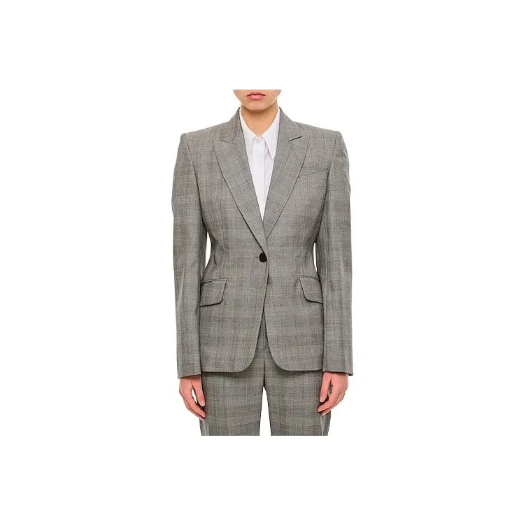 Alexander McQueen Prince Of Wales Single-breasted Blazer-0