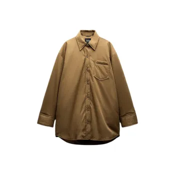 ZARA Puffer Jacket Women's Yellow Khaki