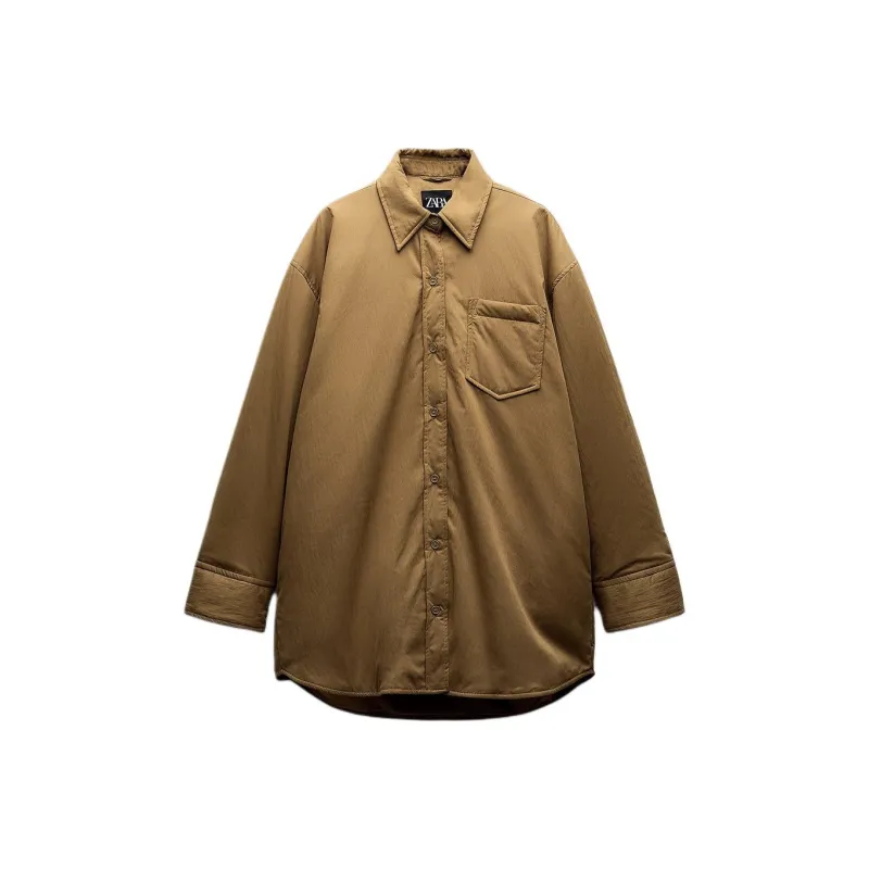 ZARA Puffer Jacket Women's Yellow Khaki-0