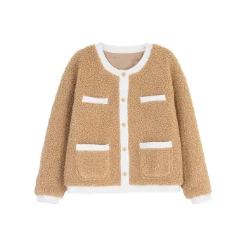 HSTYLE Velvet Jackets Women's Light Apricot