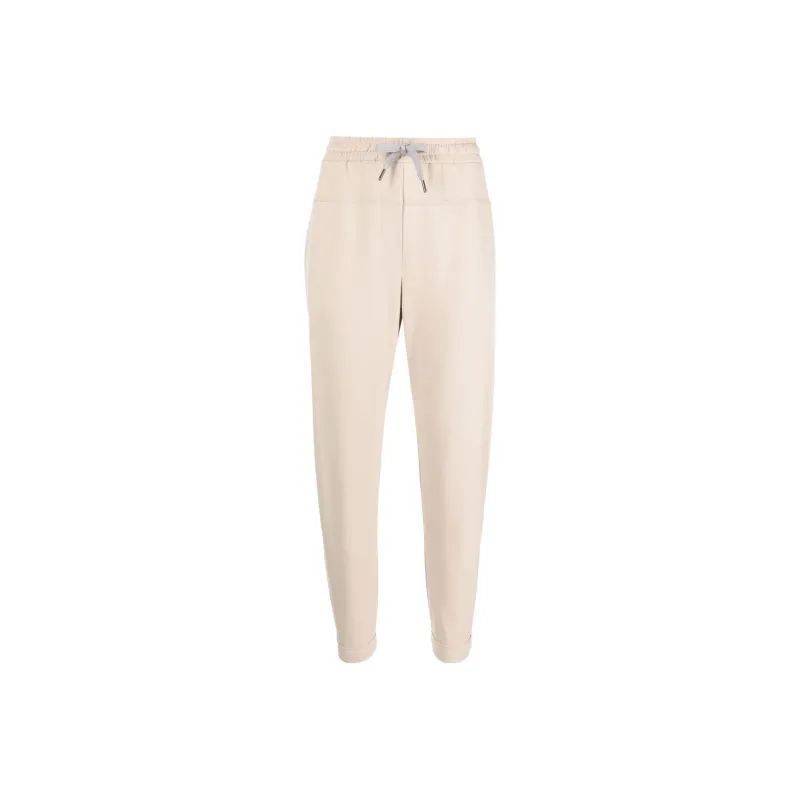 Brunello Cucinelli Knitted Sweatpants Women's Beige Yellow-0