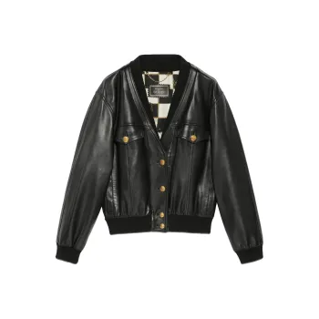GUCCI Leather Jacket Women's Black