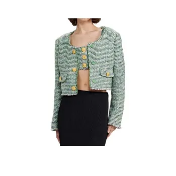 Self-portrait FW22 Cropped Coats Women's Green Mixed Color