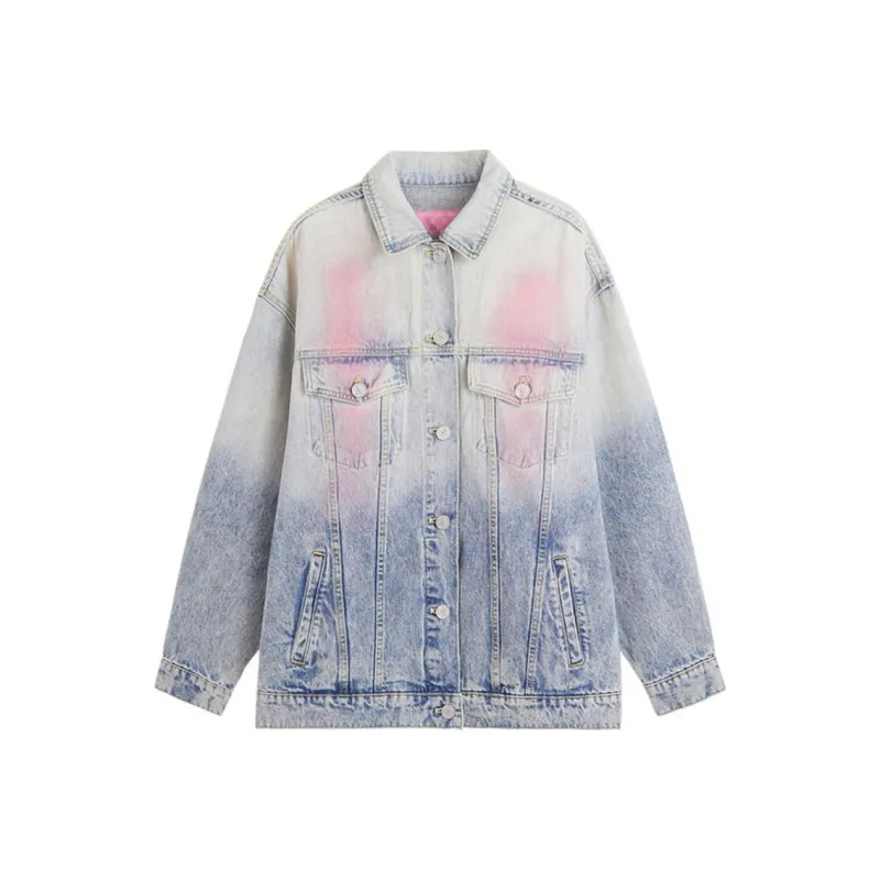 LALABOBO Denim Jacket Women's Medium Blue White-0