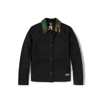 Timberland Camouflage Lapel Loose Fit Puffer Jacket Women's Black