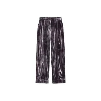 GANNI Striped Velvet finish Straight leg Trousers