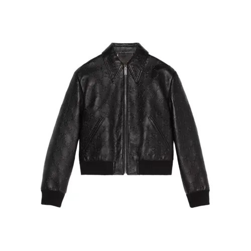 GUCCI Leather Jackets Women's Black