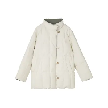 Fstudio Fall And Winter 2 in 1 Multicolor 90 Fill Power White Duck Down Down Jacket Coat Women's White & Green