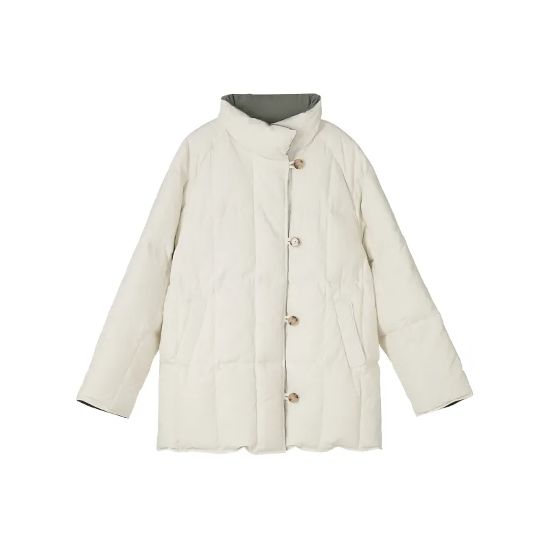 Fstudio Fall And Winter 2 in 1 Multicolor 90 Fill Power White Duck Down Down Jacket Coat Women's White & Green-0