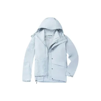 Columbia Outdoor Hiking Waterproof And Windproof Windbreaker Jacket Women's Light Blue
