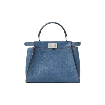 FENDI Peekaboo Cow Leather Shoulder Bag, Crossbody Bag, Handbag Mini Women's Blue
