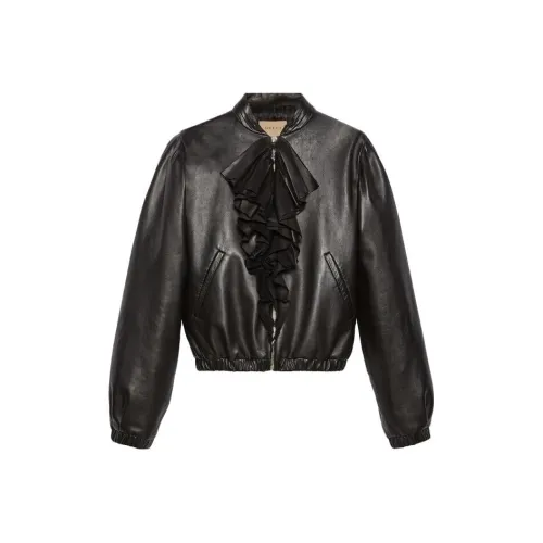 GUCCI Leather Jackets Women's Black