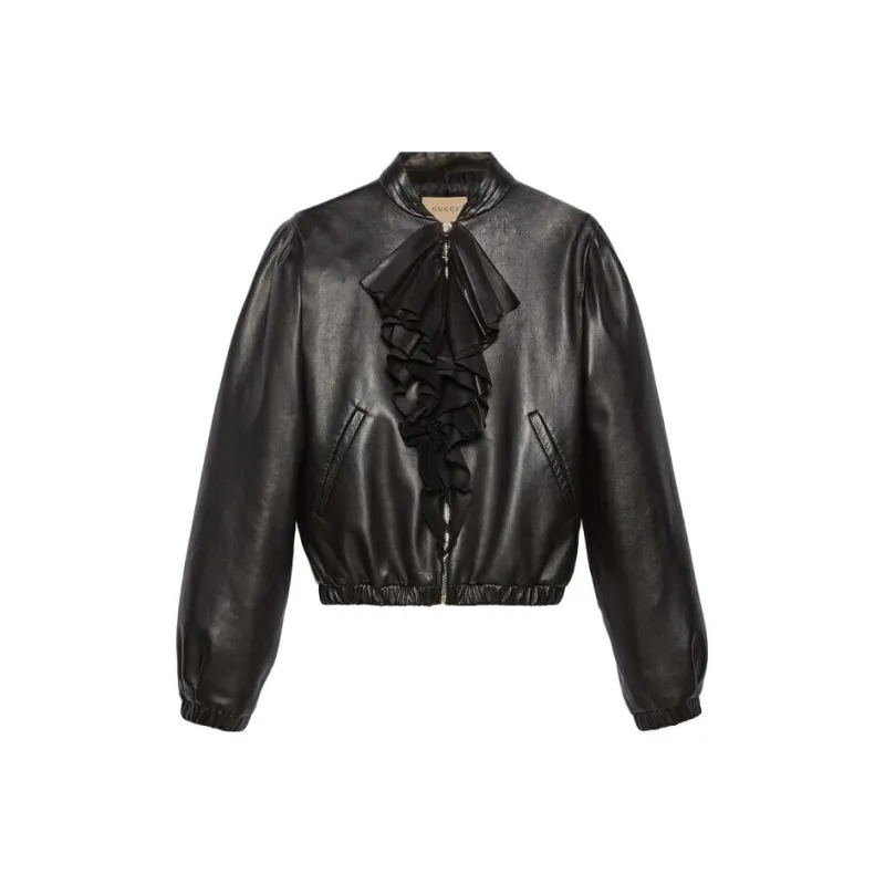 GUCCI Leather Jackets Women's Black-0