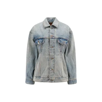 Balenciaga Collared Button Up Denim Jacket