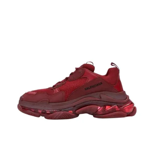 Balenciaga Triple S Low Top Chunky Sneakers Men's Burgundy