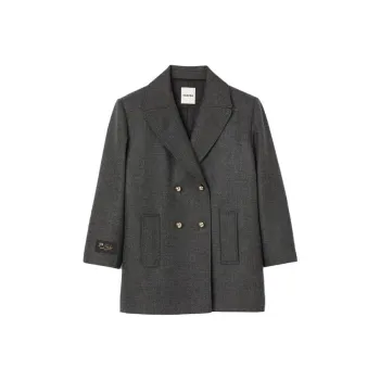 Sandro Double-breasted Virgin Wool Coat