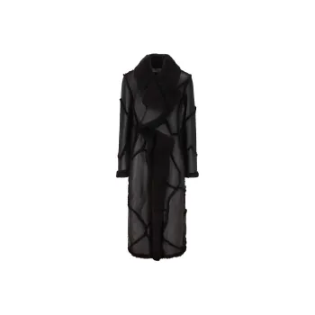 Chloé Collared Patchwork Detailed V Neck Maxi Coat