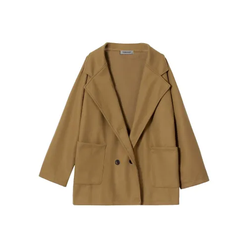 TORIGHT Velvet-feel Coat Women's Camel