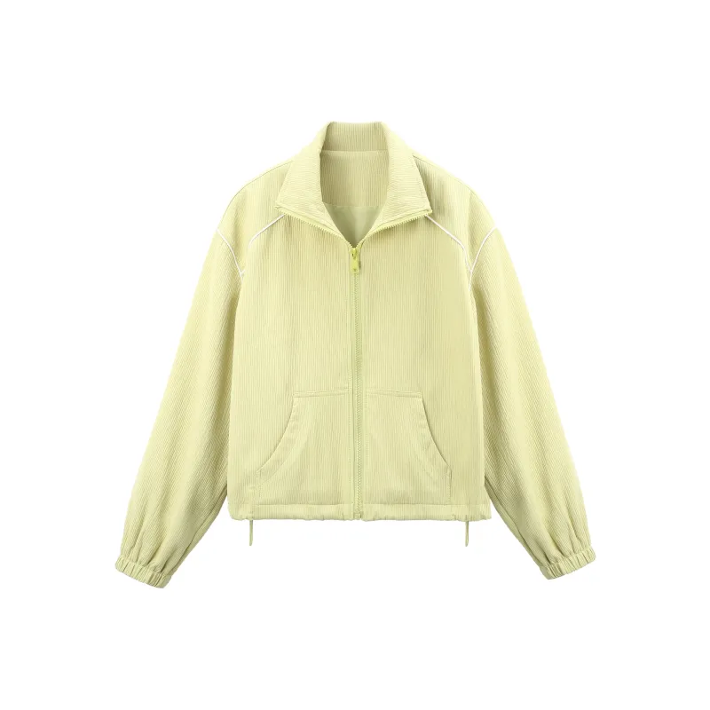 A Paradise For Awakening Cropped Coat Women's Yellow Green-0
