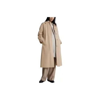 Tommy Hilfiger Peached Cotton Mac Coat Jackets Classic Beige Coats Women's Umber