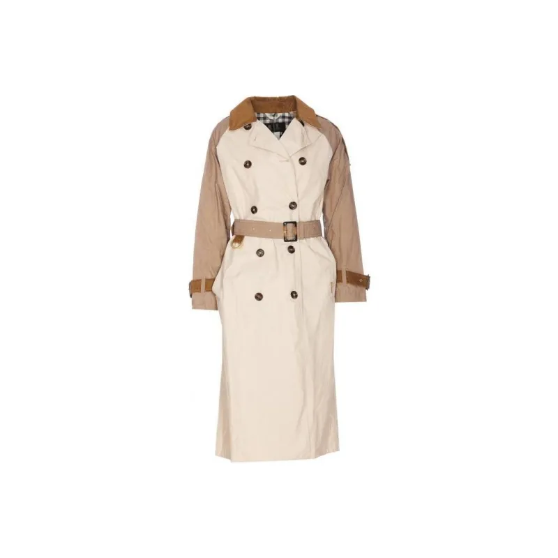 BARBOUR Panelled Double-Breasted Belted Coat-0